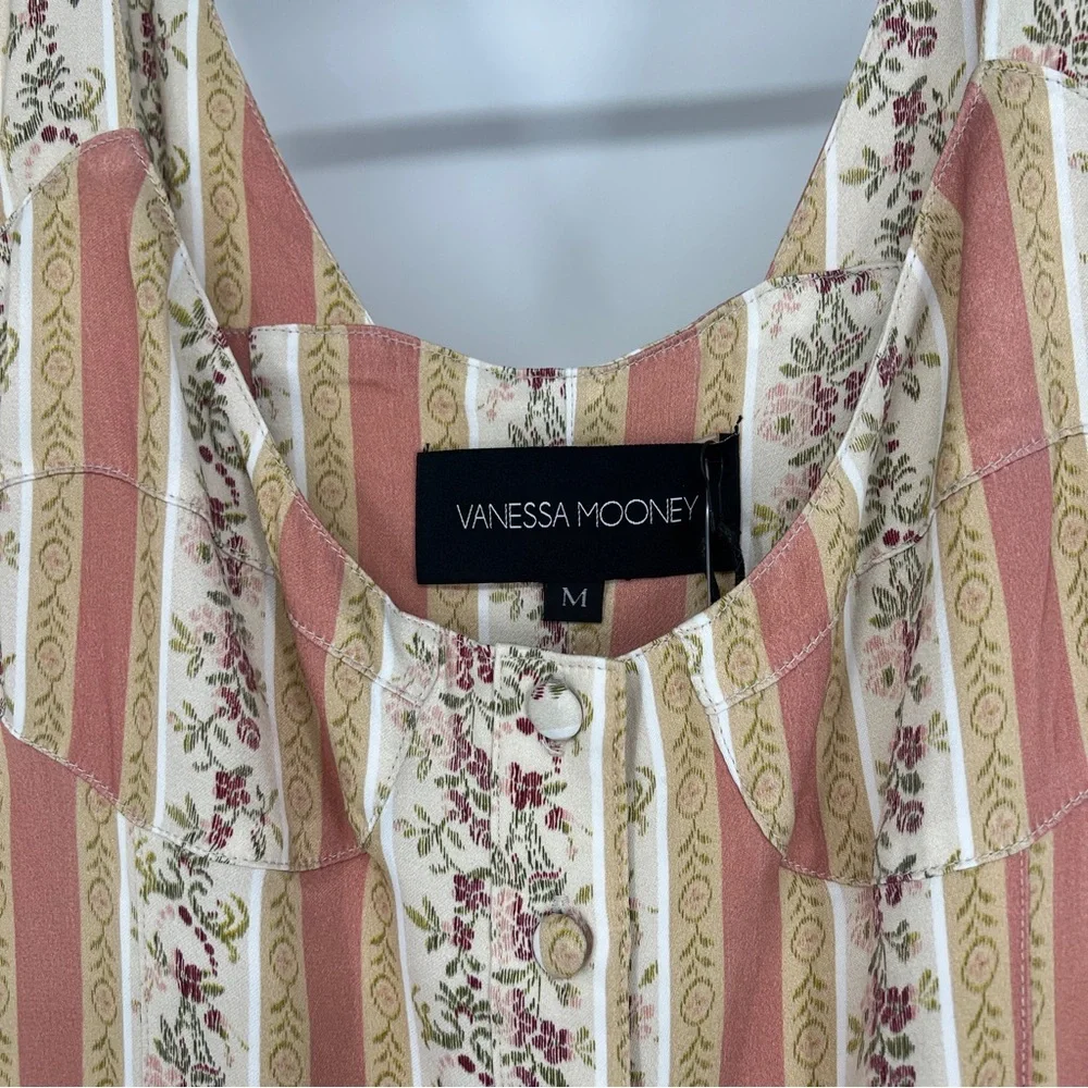 Vanessa Mooney The Elisabeth Romper Boho Mini Dress in Victorian Stripe M NWT - Picture 6 of 10